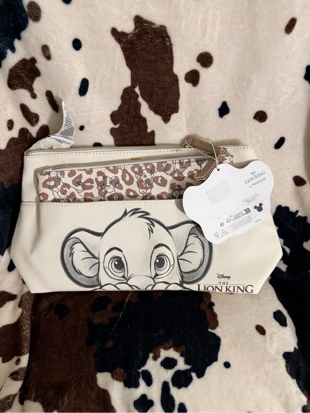 Primark Cream Lion King Kids Cosmetic Bag with Brown Accent